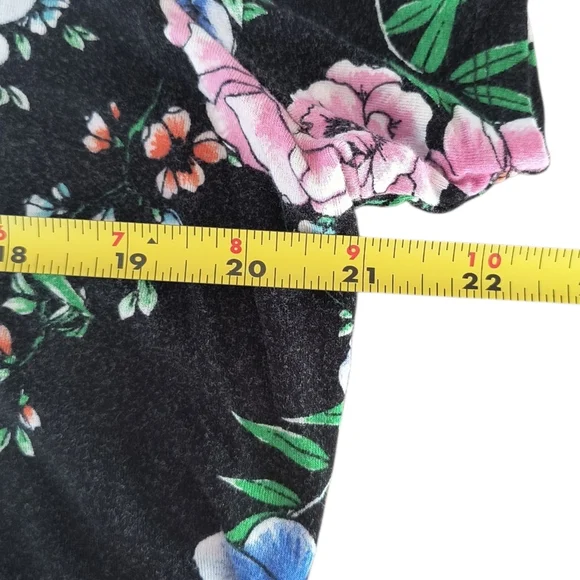 Torrid Super Soft Black Floral Short Sleeve Babydoll Style Tunic Size 2X - Picture 3 of 6